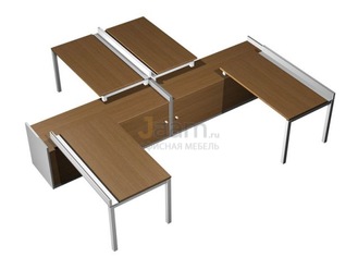Мебель для персонала Рабочая станция (4x120) с ProSystem на 2-x опорных тумбах-купе КВ 0182 БН