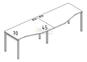 Мебель для персонала Рабочая станция со столами эргономичными "Техно"на металлокаркасе DUE Б2 063-2 БП